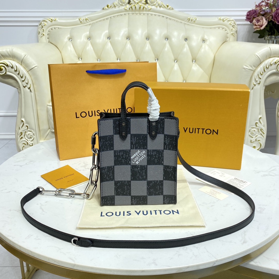 Louis Vuitton SAC PLAT PM Handbag Cowhide Leather N60479 Graphite